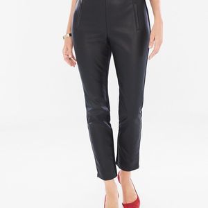 Chico’s Pants Juliet Black Faux Leather Ankle Pants Slim Leg Pull On Size 10